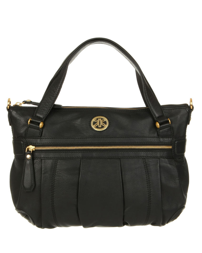 Ri2k Jamie Double Strap Butterfly Plate Leather Tote Bag
