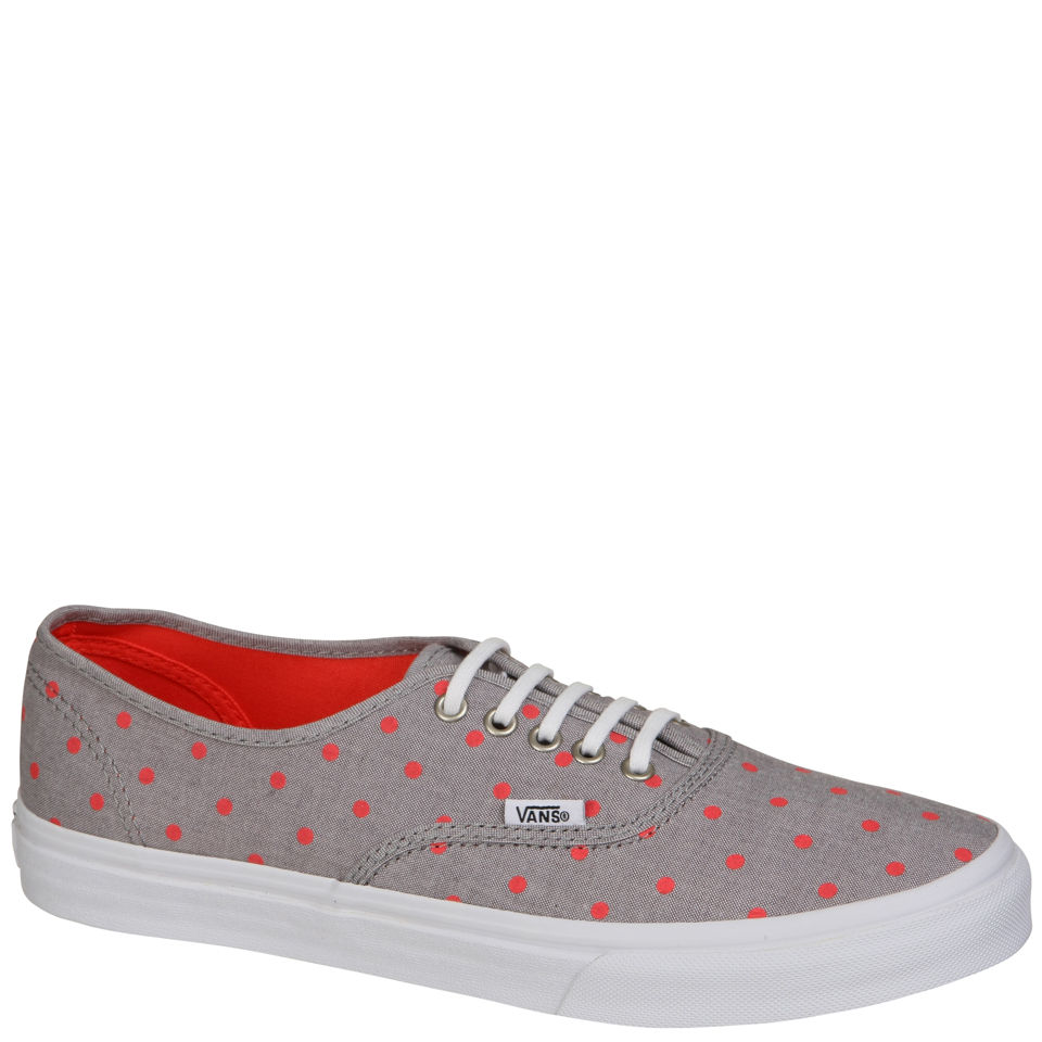 Vans Authentic Slim Chambray Dots Trainers Grey Hot Coral
