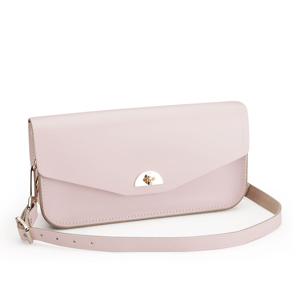 The Cambridge Satchel Company Leather Clutch Bag with Shoulder Strap - Peach Pink