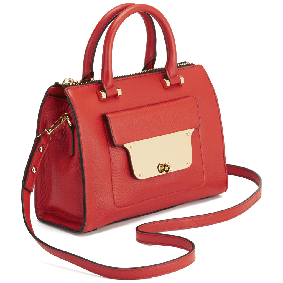 MILLY Isabella Leather Small Tote Bag - Red