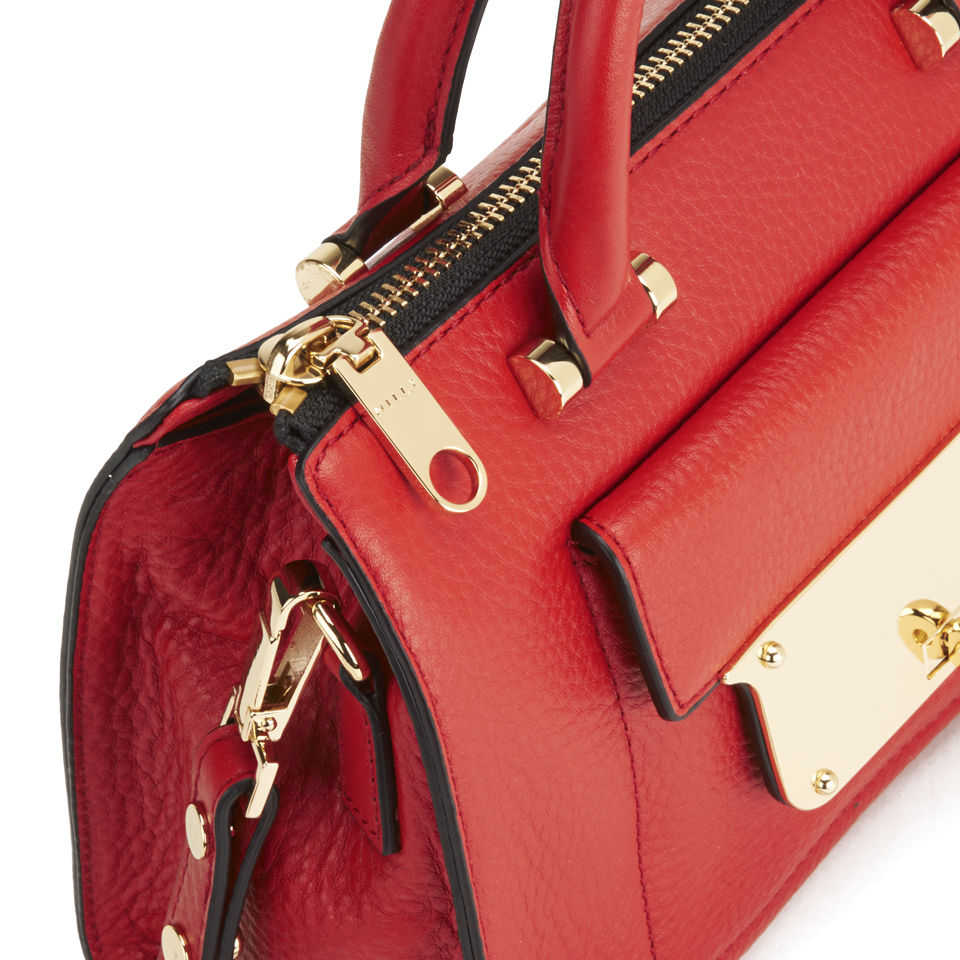 MILLY Isabella Leather Small Tote Bag - Red