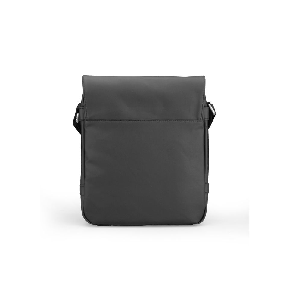Tommy Hilfiger Men's Sheldon Canvas Reporter Bag with Flap - Black