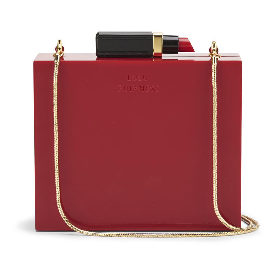 Lulu Guinness Perspex Chloe Lipstick Box Clutch Bag Red Coggles