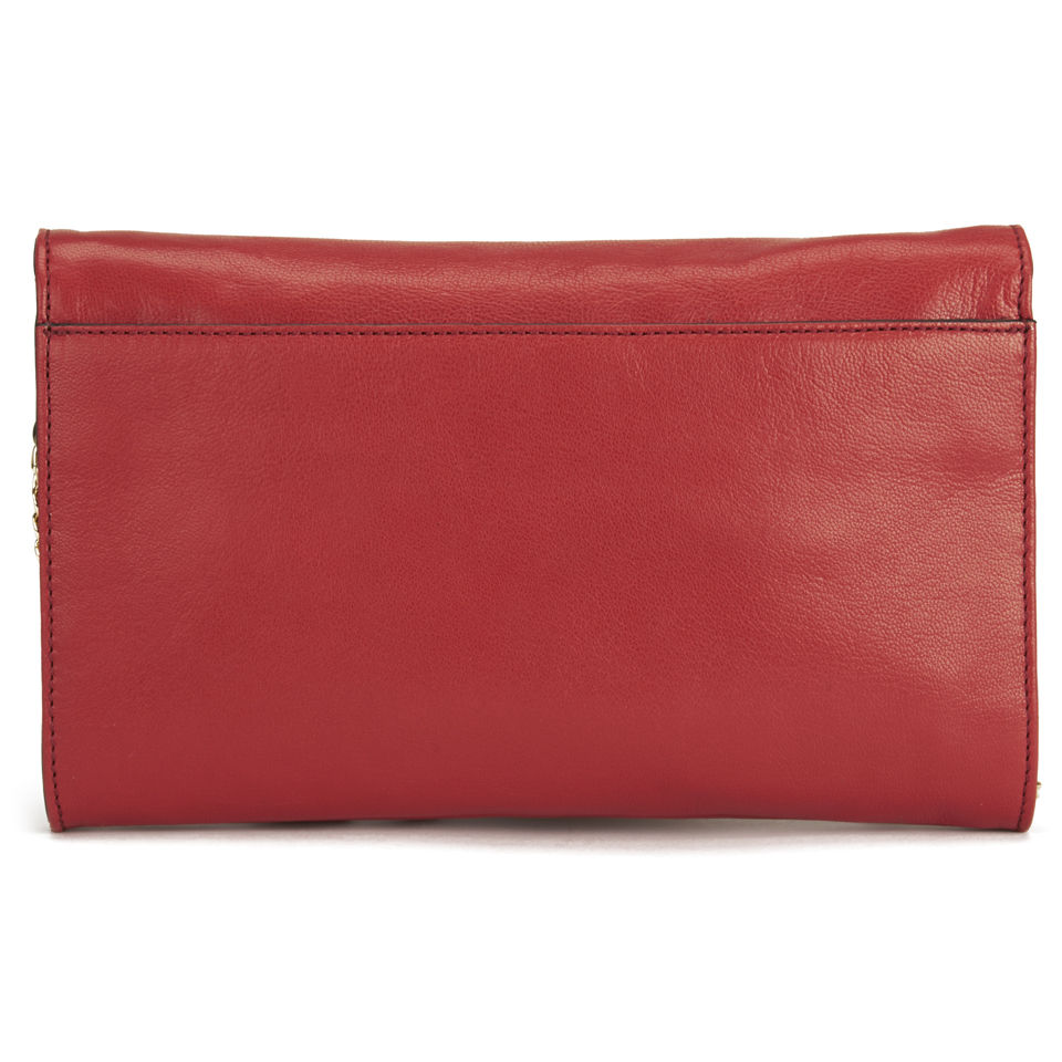 MILLY Riley Leather Clutch Bag - Red