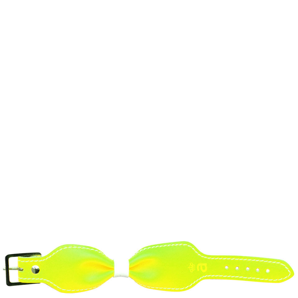 Anna Lou of London Limited Edition Leather Bow Bracelet - Neon Yellow
