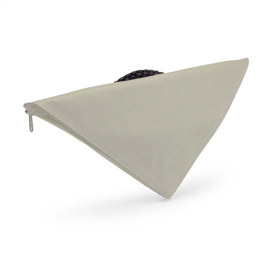 Kate Sheridan Triangle Hand Through Leather Clutch Bag - White