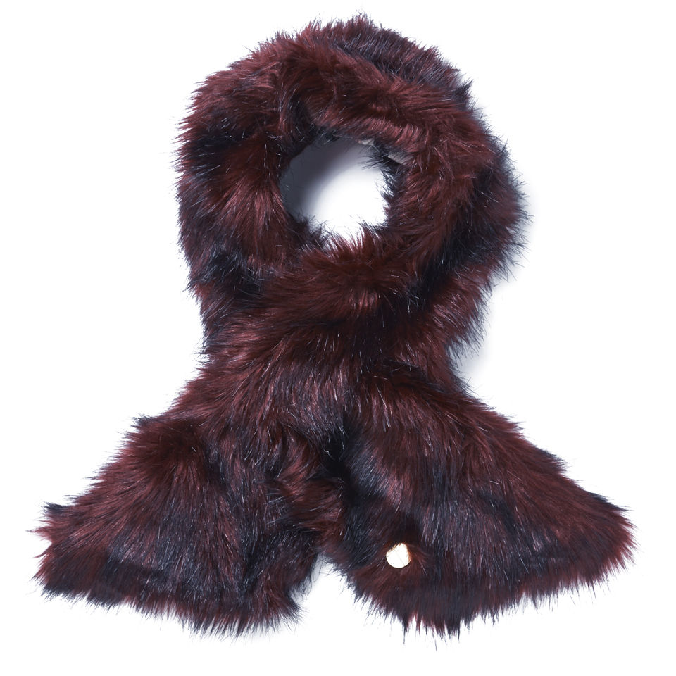 Ted Baker Faux Fur Textured Scarf - Mid Red