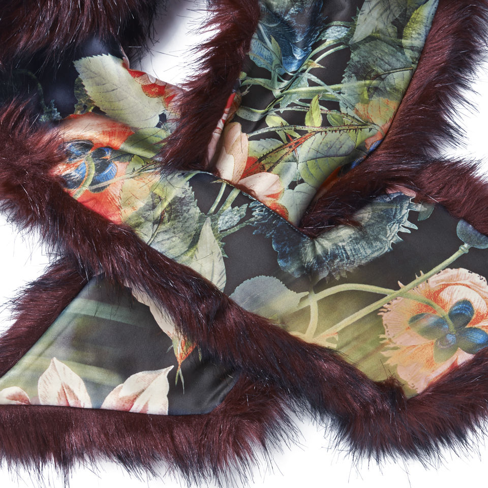 Ted Baker Faux Fur Textured Scarf - Mid Red