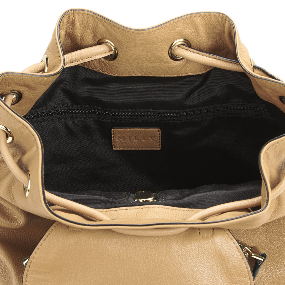 MILLY Riley Leather Backpack - Caramel