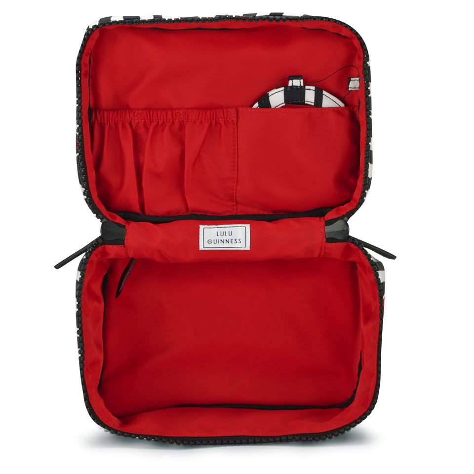 Lulu Guinness Lips and Stripes Vanity Case - Black/White/Red