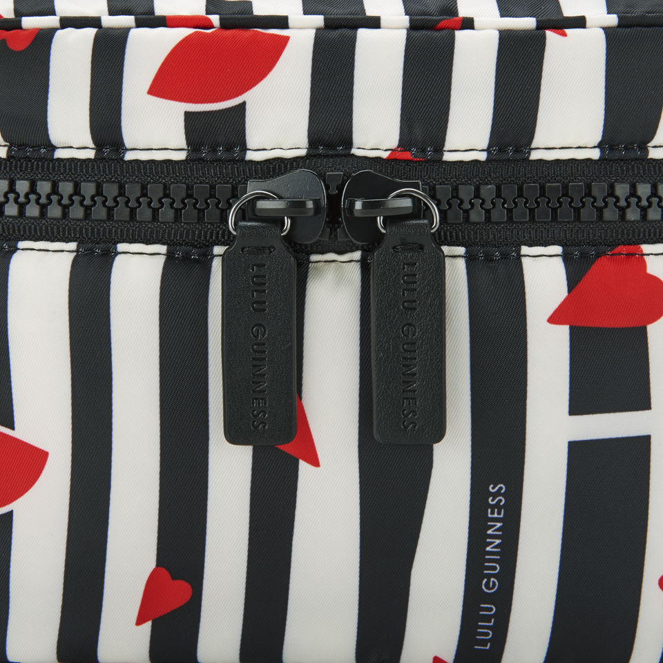 Lulu Guinness Lips and Stripes Vanity Case - Black/White/Red