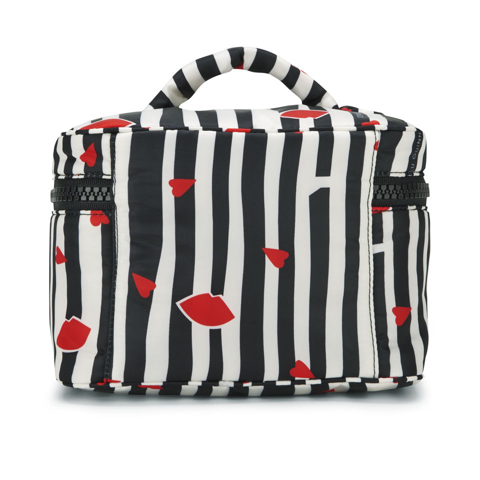 Lulu Guinness Lips and Stripes Vanity Case - Black/White/Red