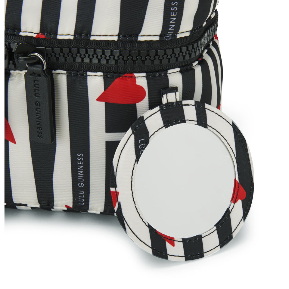 Lulu Guinness Lips and Stripes Vanity Case - Black/White/Red