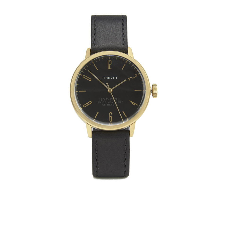 Tsovet Black and Gold Dial with Black Leather Strap SVT-CN38 Watch