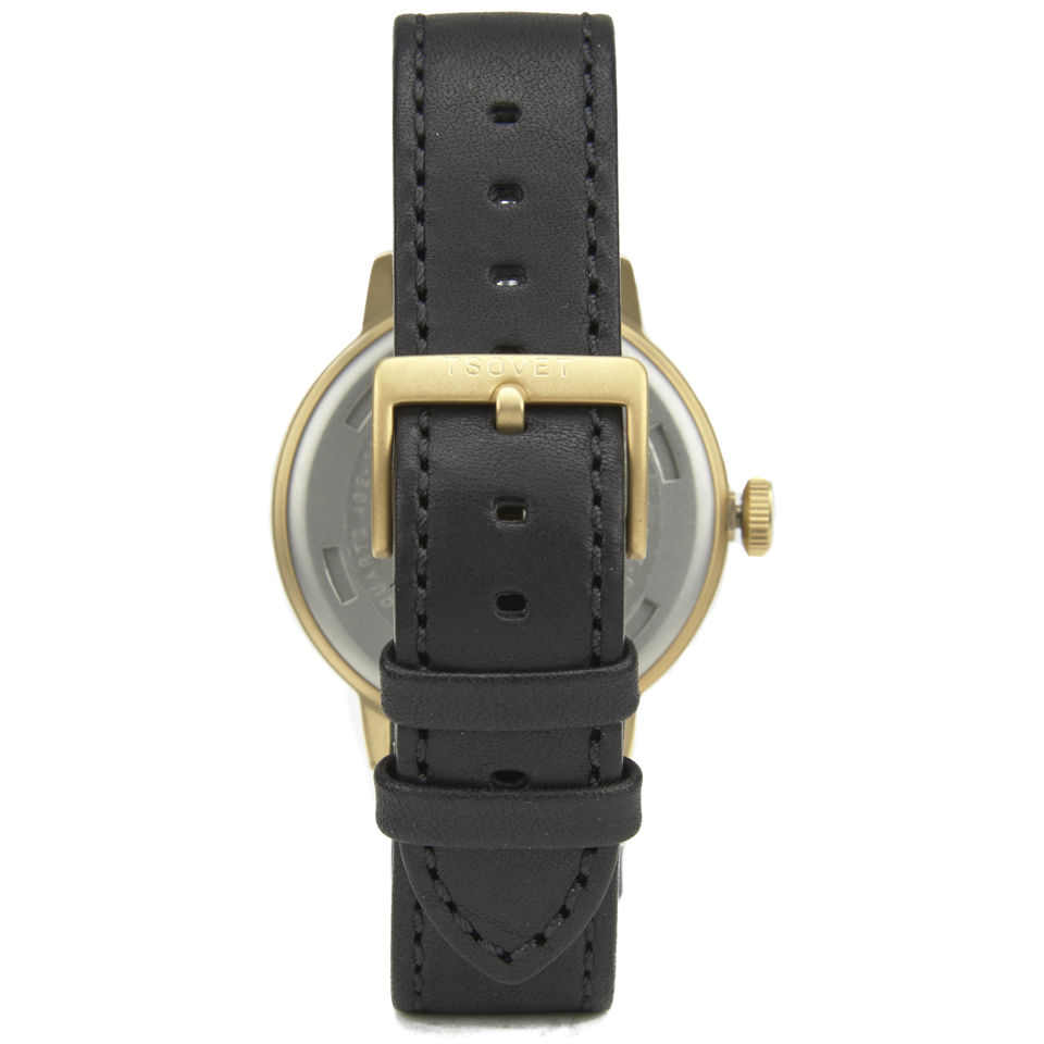 Tsovet Black and Gold Dial with Black Leather Strap SVT-CN38 Watch