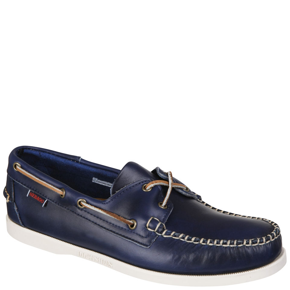 Sebago Men s Leather Horween Docksides Boat Shoes Ink Allsole