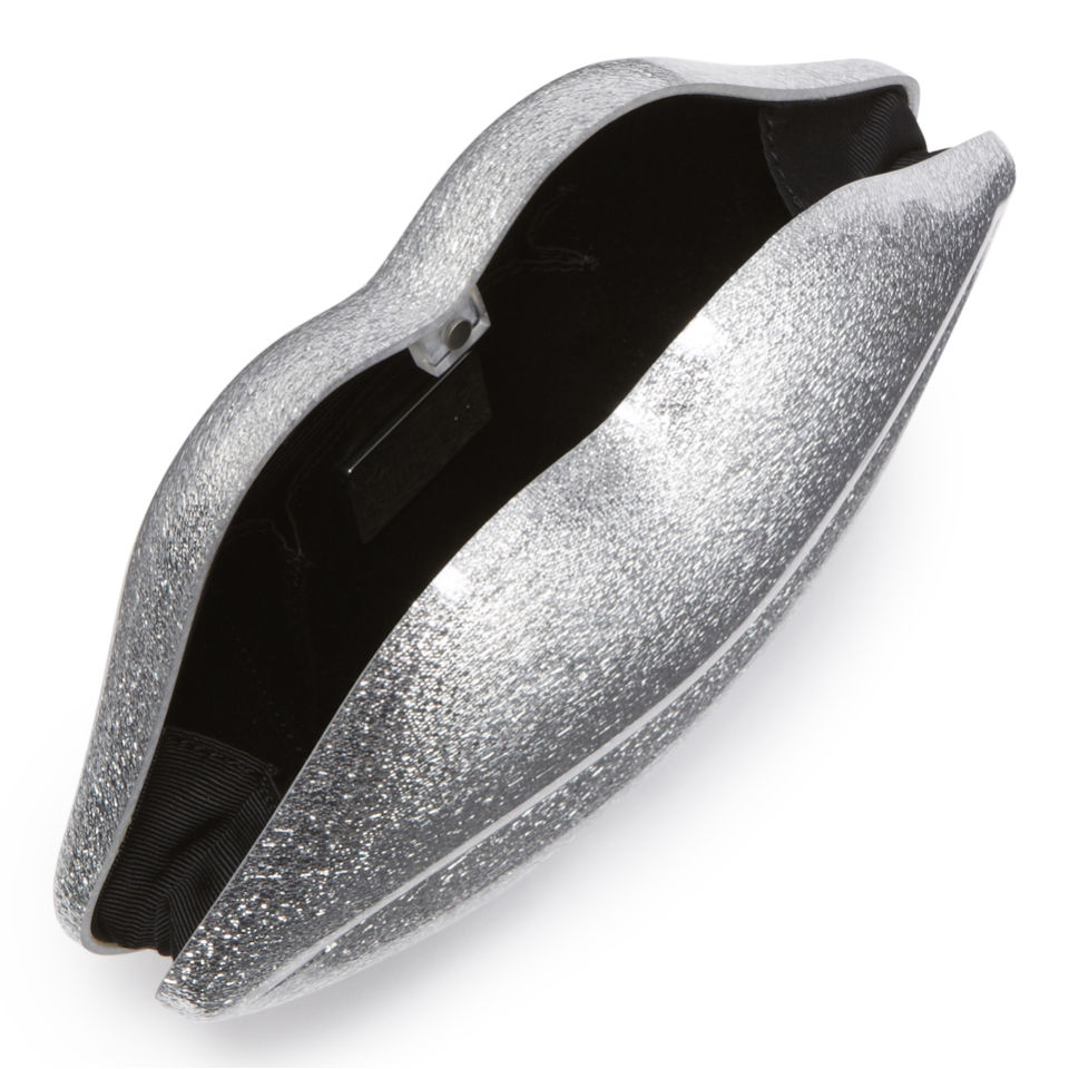 Lulu guinness silver lips clutch top