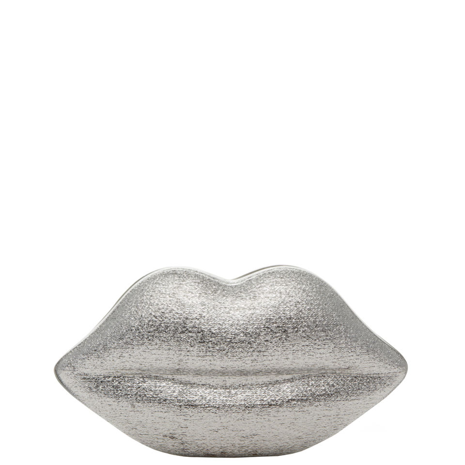 Lulu Guinness Glittery Silver Lips Perspex Clutch Silver Coggles