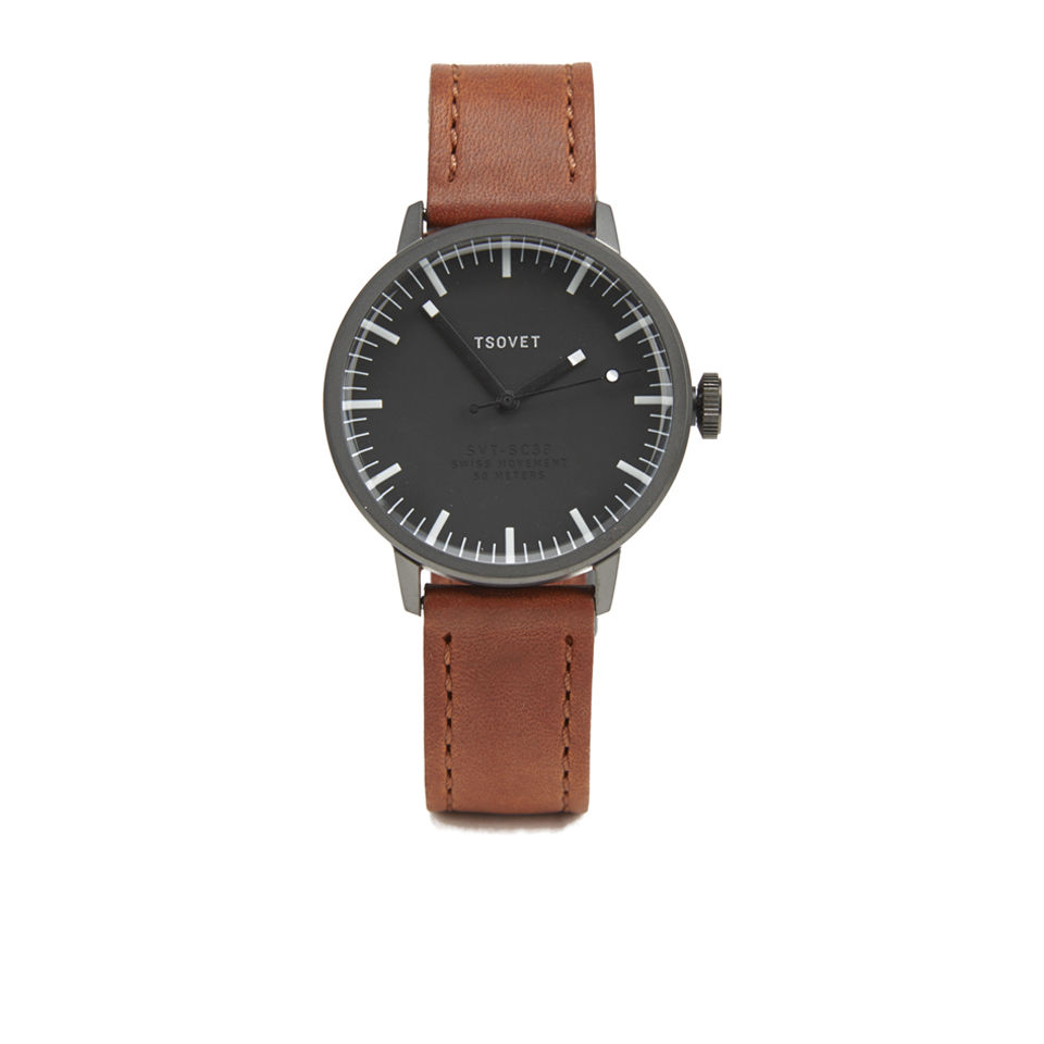 Tsovet Black Dial with Tan Leather Strap SVT-SC38 Watch