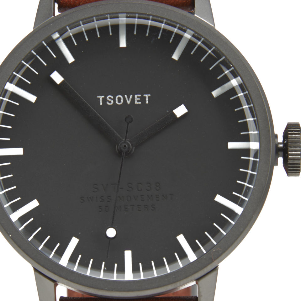 Tsovet Black Dial with Tan Leather Strap SVT-SC38 Watch