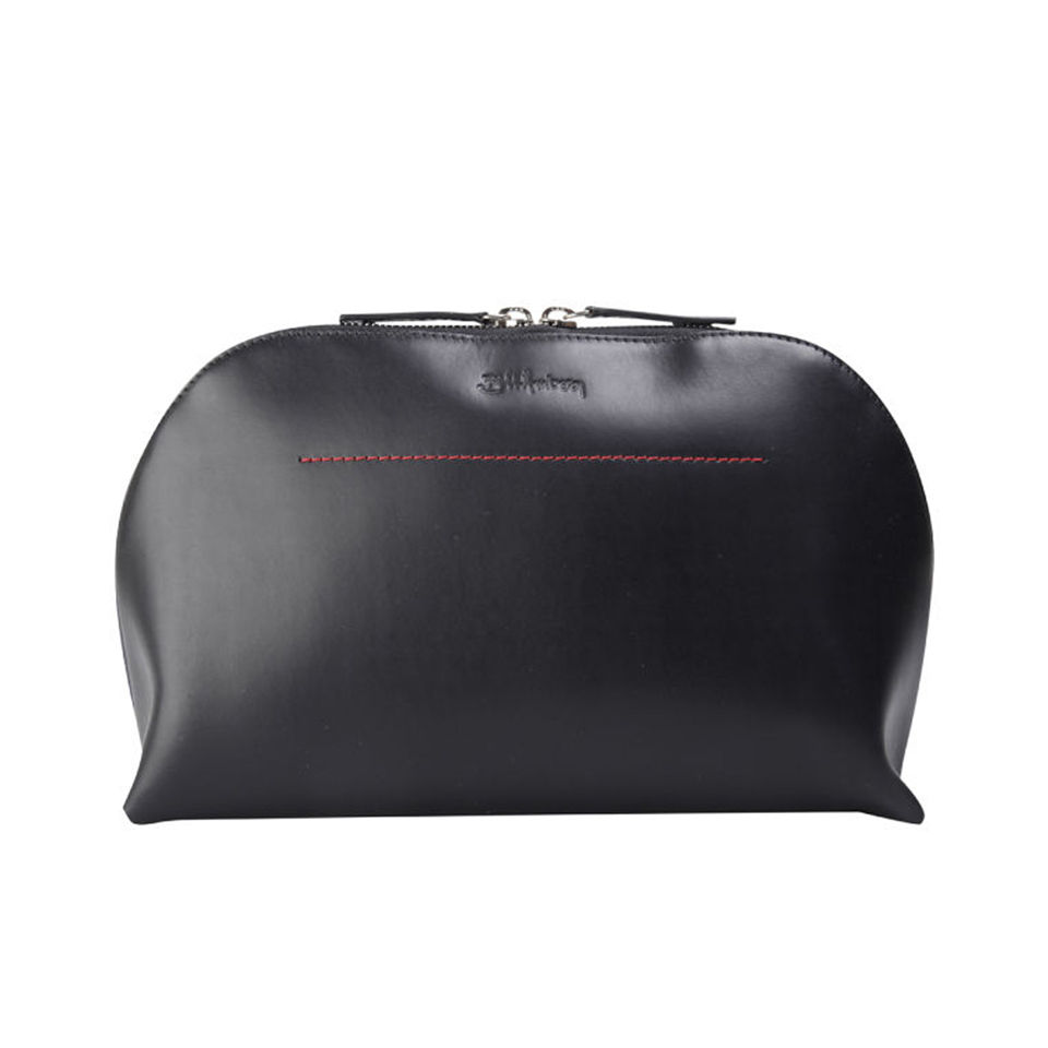 Bill Amberg Classic Leather Washbag - Black/Red