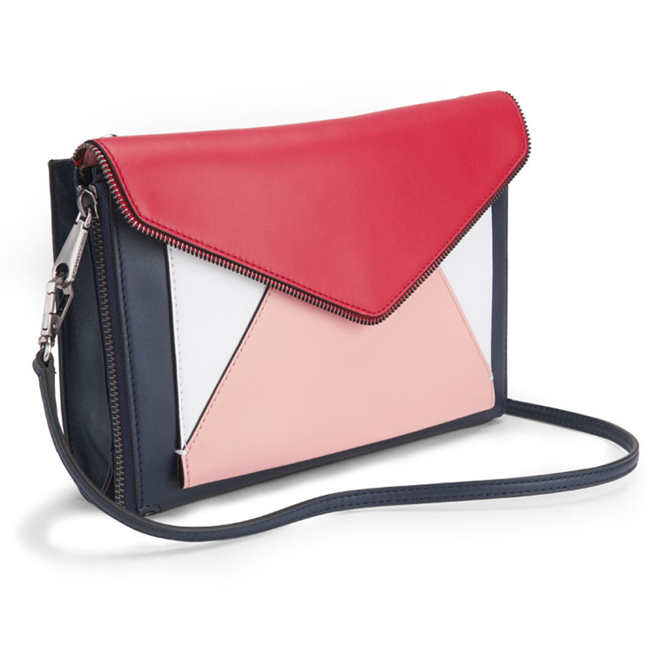 Rebecca Minkoff Marlowe Oxford Colour Block Zip Leather Cross Body Bag - Oxford (Red/Navy)