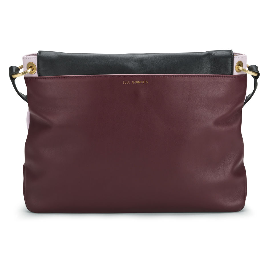 Lulu Guinness Medium Colour Block Nicola Leather Bowler Bag - Pink/Burgundy/Black