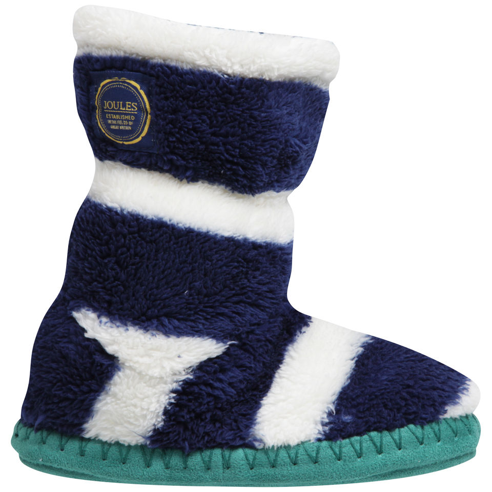 Joules Junior Boys Slipper Socks Navy Stripe Allsole