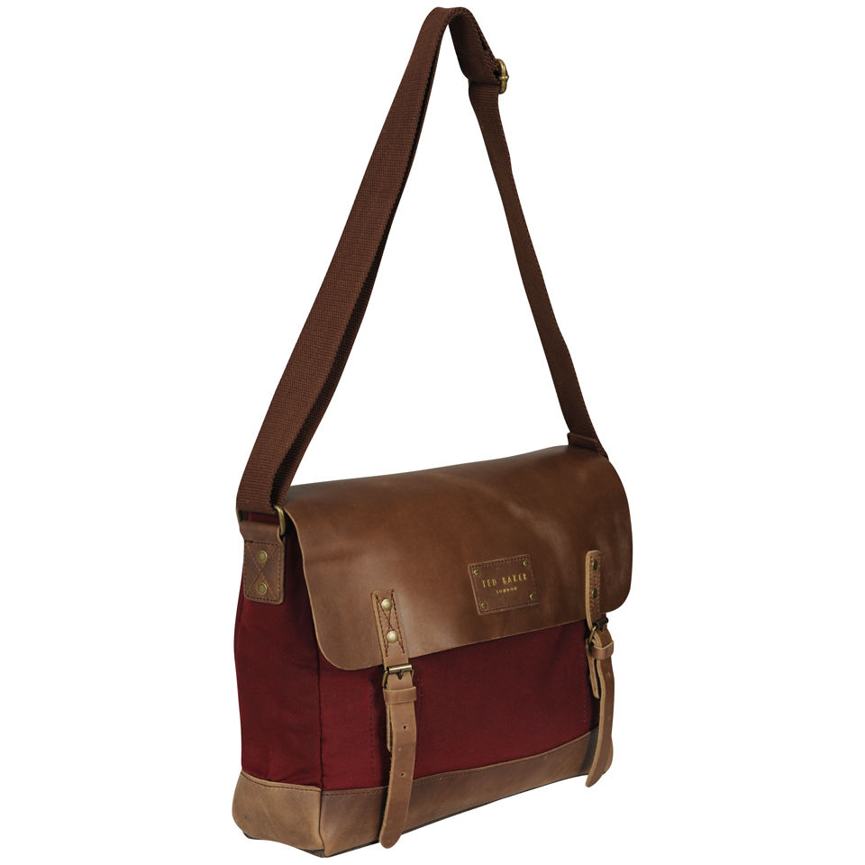 Ted Baker Candes Waxed Canvas Despatch Bag - Dark Red