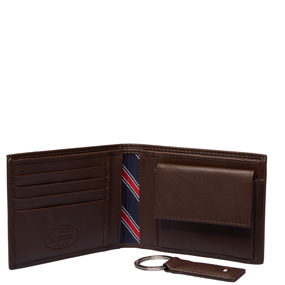 Tommy Hilfiger Men s Eton CC and Coin Pocket Leather Wallet Gift Set Dark Brown