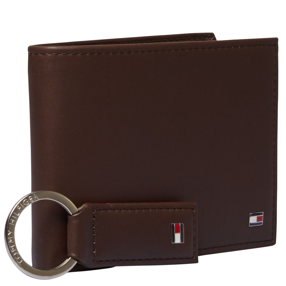 Tommy Hilfiger Men's Eton CC and Coin Pocket Leather Wallet Gift Set - Dark Brown