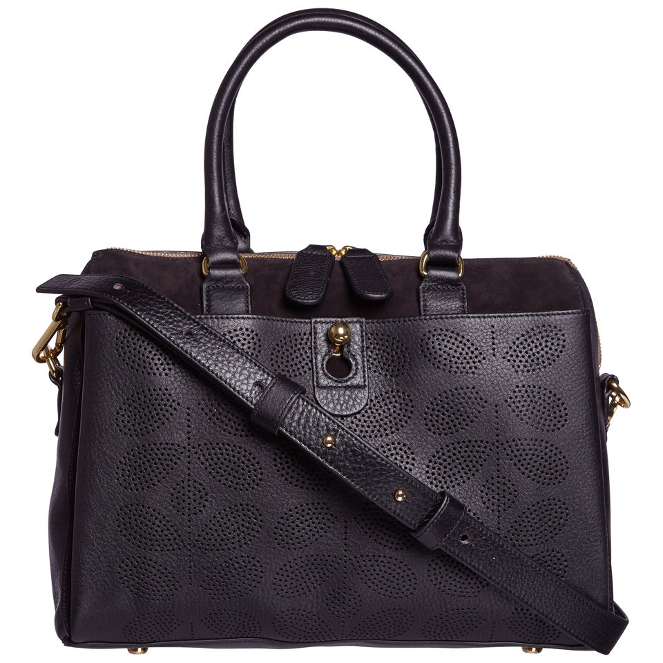 Orla Kiely Women s Sixties Stem Punched Leather Ella Bag Black Coggles