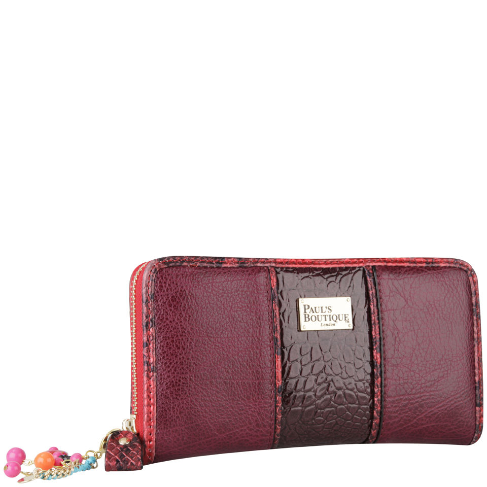 Paul s Boutique Lizzie Snake Trim Purse Burgundy