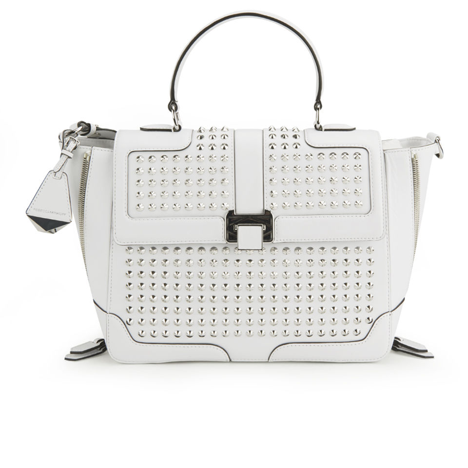 Rebecca Minkoff Elle Studded Leather Wing Tote Bag - White