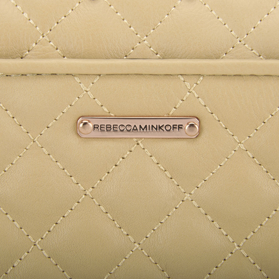 Rebecca Minkoff Women's Quilted Mini Affair Leather Cross Body Bag with Studs - Biscuit with Rose Gold Hardware
