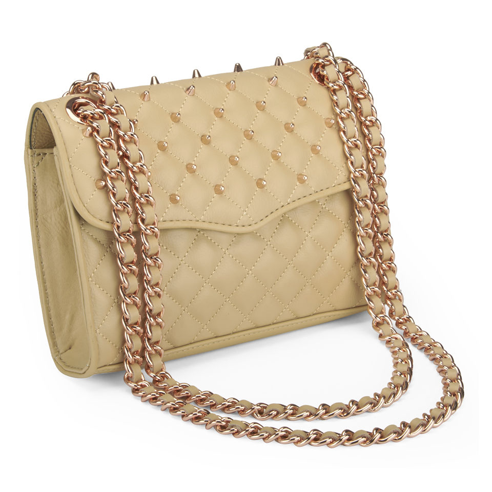 Rebecca Minkoff Women's Quilted Mini Affair Leather Cross Body Bag with Studs - Biscuit with Rose Gold Hardware