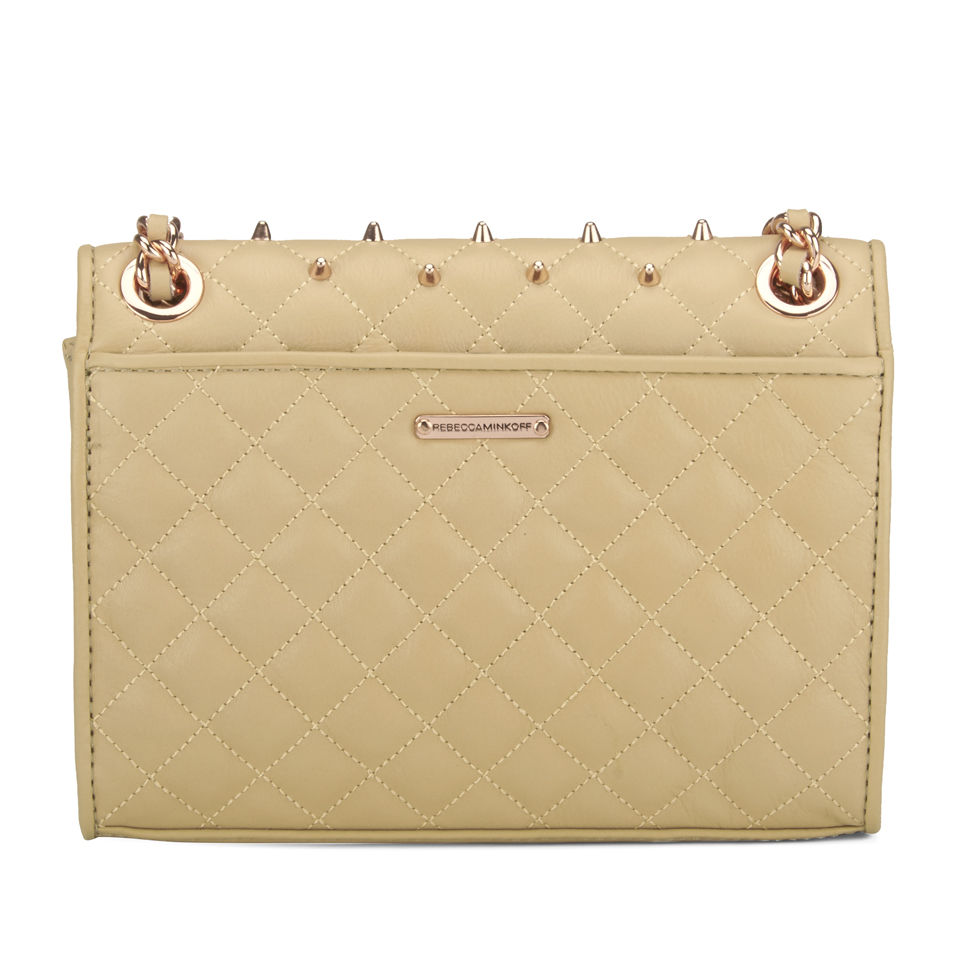 Rebecca Minkoff Women's Quilted Mini Affair Leather Cross Body Bag with Studs - Biscuit with Rose Gold Hardware