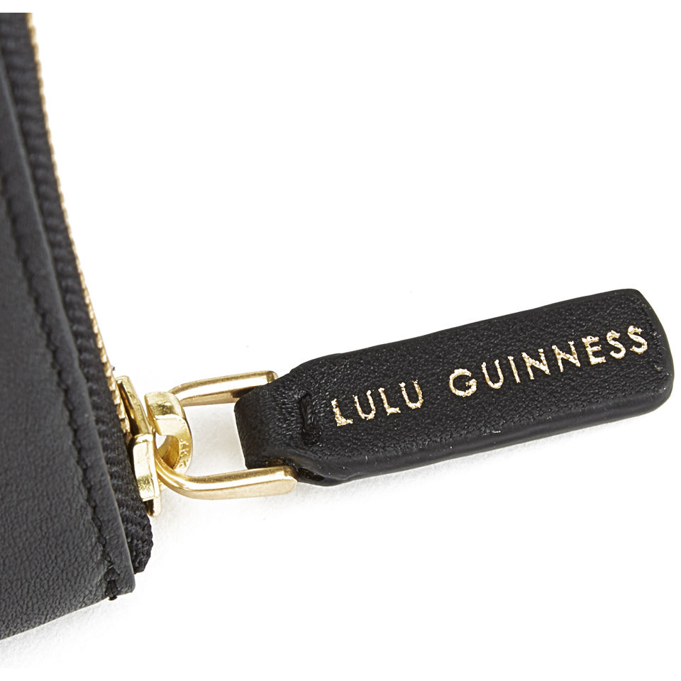 Lulu Guinness Abstract Lips Continental Leather Purse - Black