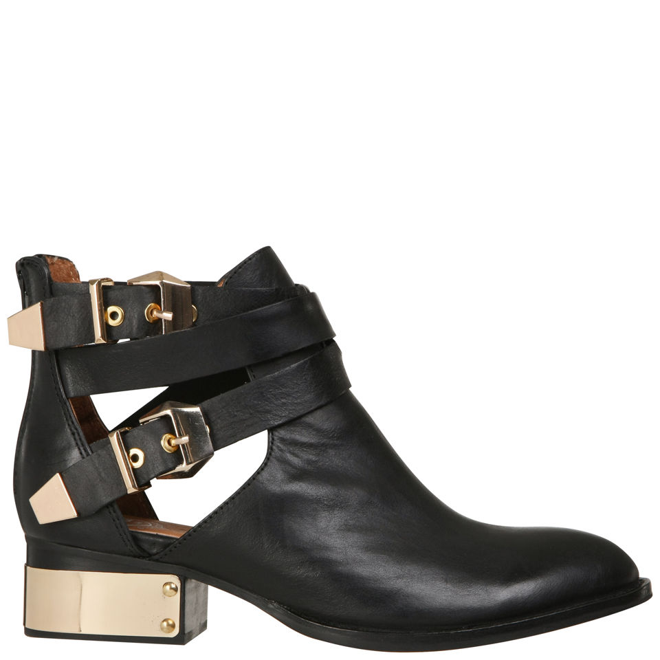 Jeffrey Campbell Everly Buckle Leather Ankle Boots - Black