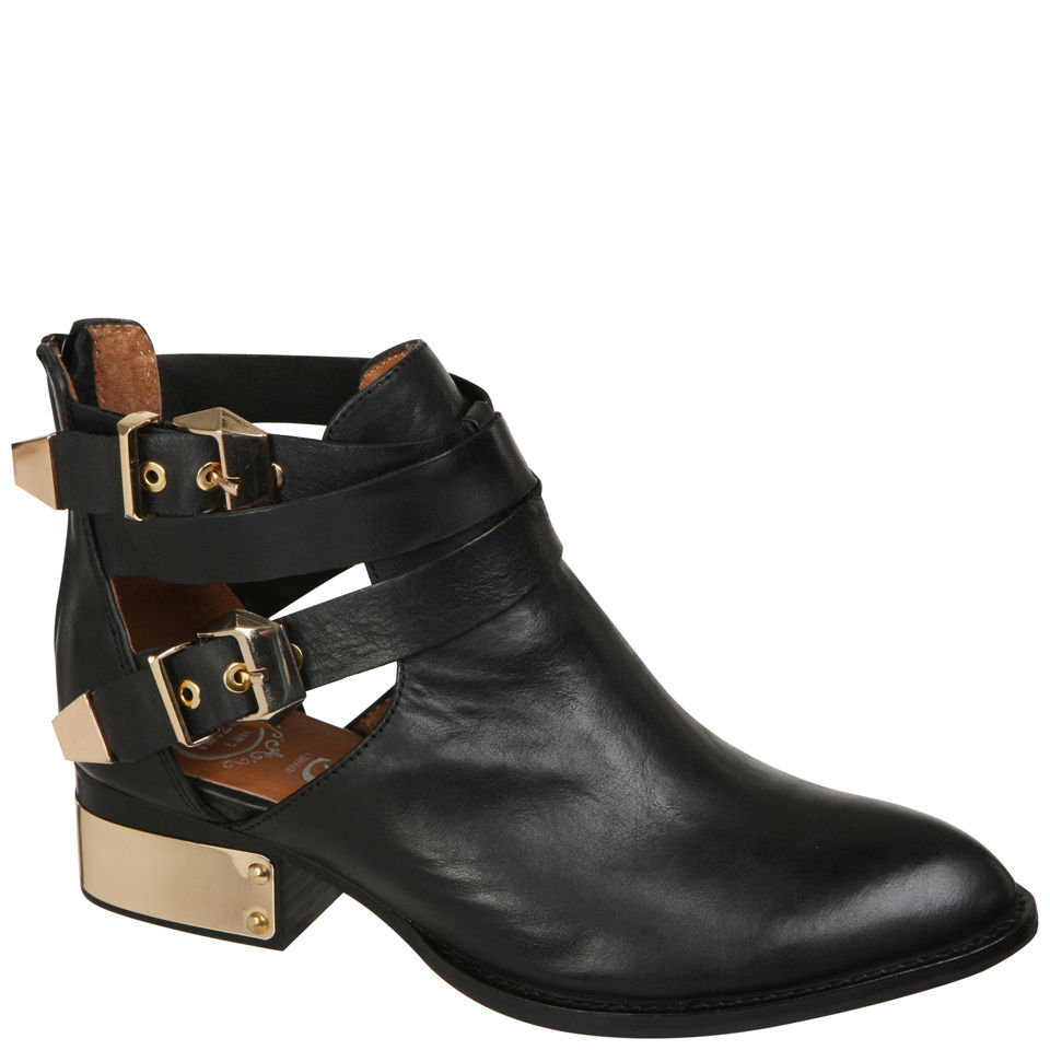Jeffrey Campbell Everly Buckle Leather Ankle Boots - Black