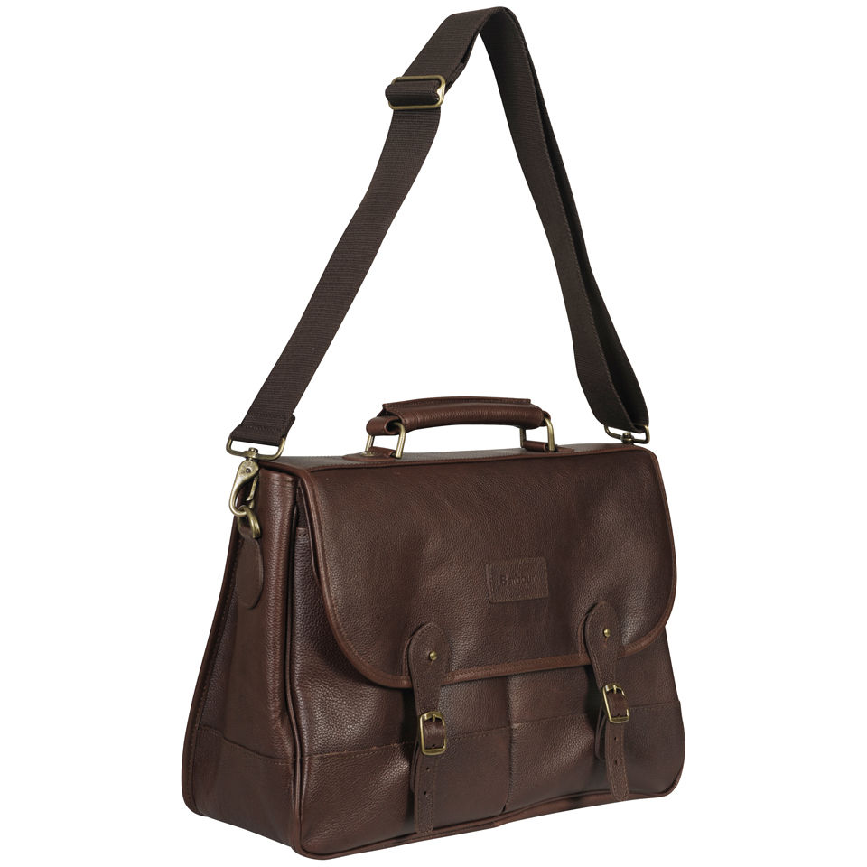 Barbour Leather Briefcase - Dark Brown