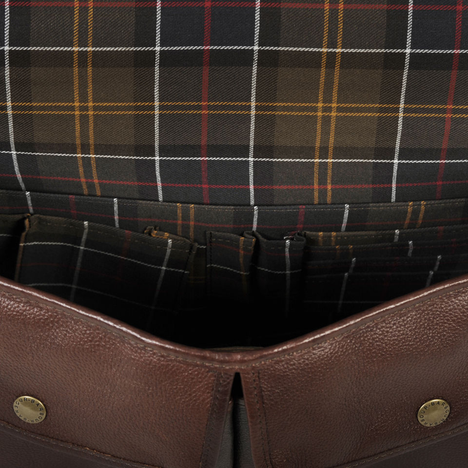 Barbour Leather Briefcase - Dark Brown