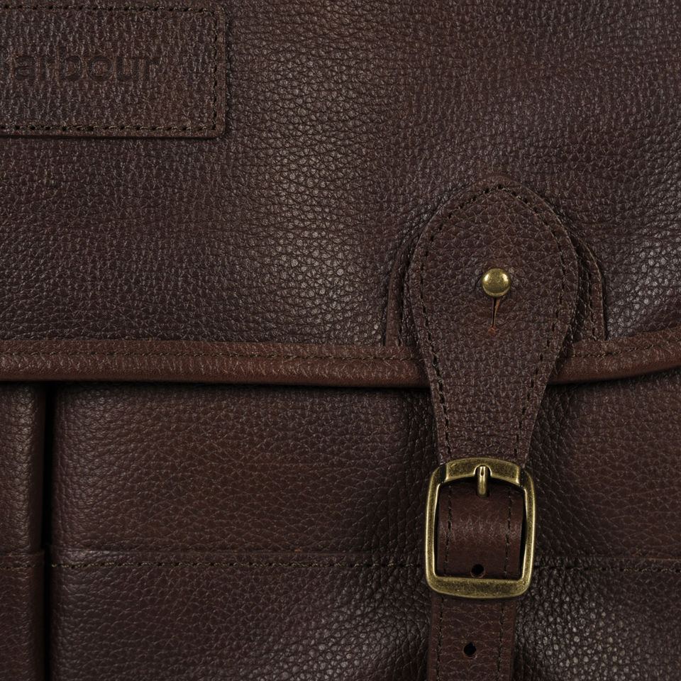 Barbour Leather Briefcase - Dark Brown