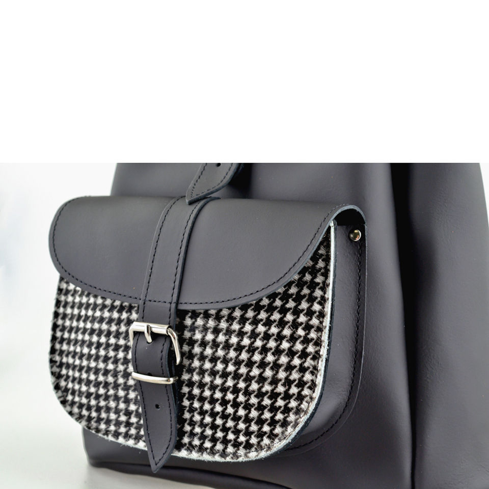 Grafea Checkerboard Pony Skin Leather Backpack - Black