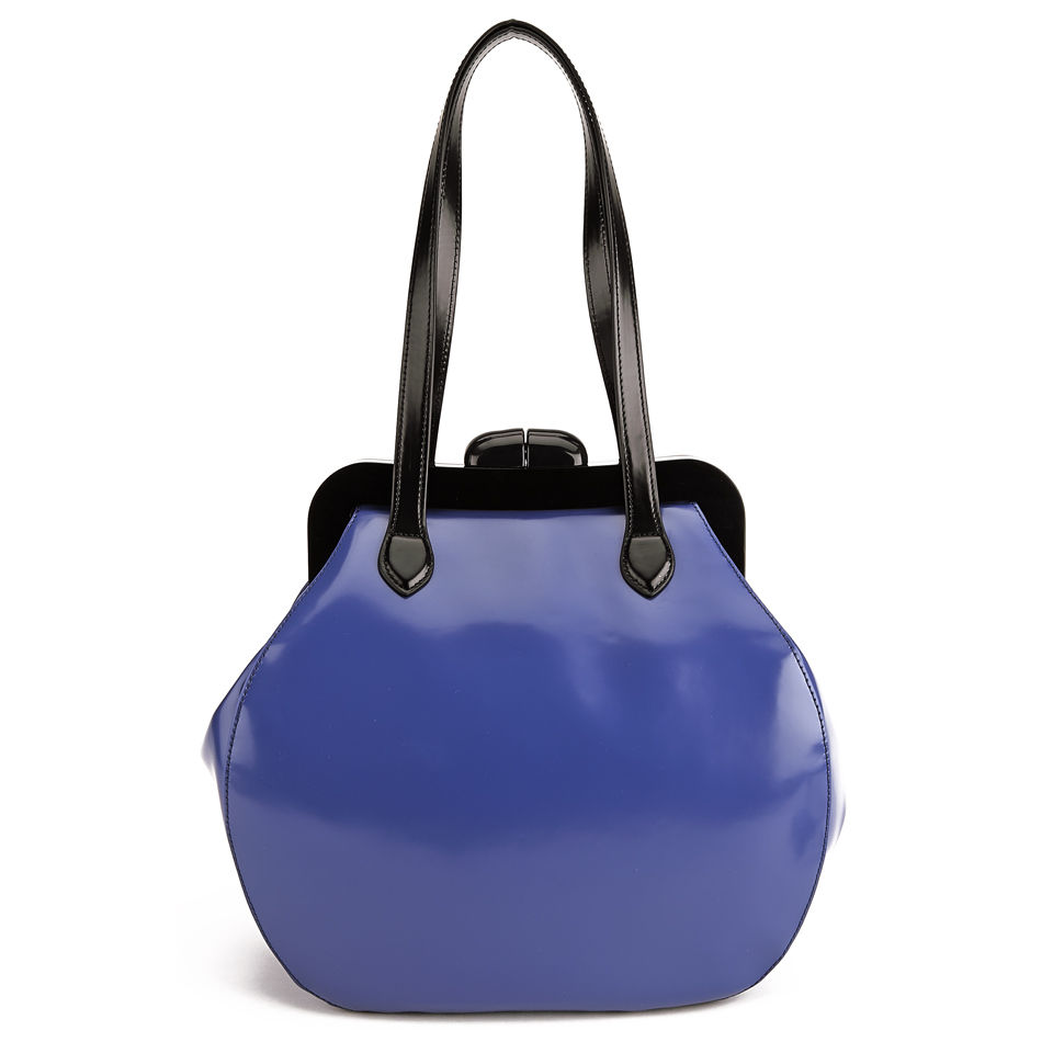 Lulu Guinness Large Pollyanna Leather Bowler Bag - Dark Blue
