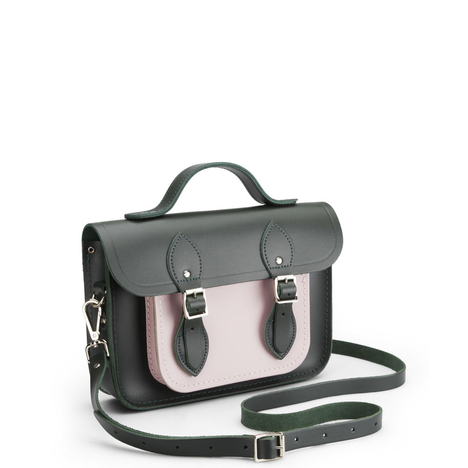 The Cambridge Satchel Company 11 Inch Leather Satchel - Olive/Peach Pink