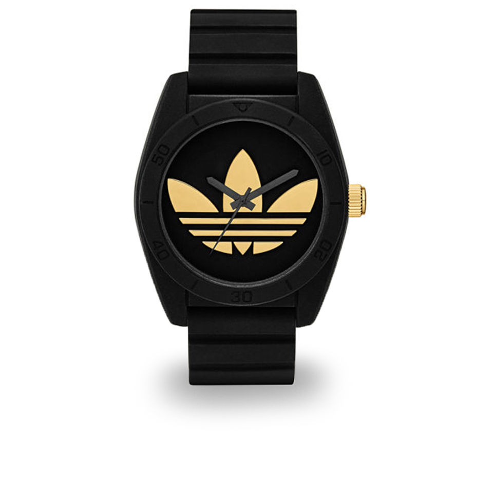 adidas Originals Watches Santiago 42mm Silicone Watch - Black/Gold