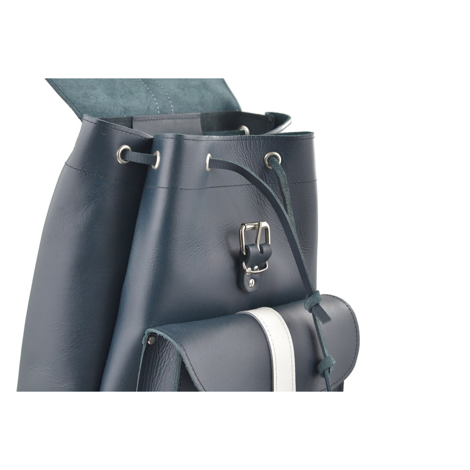 Grafea Nautical Leather Backpack - Navy