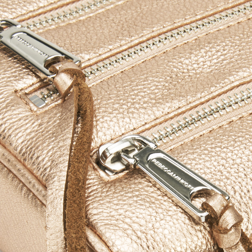 Rebecca Minkoff Women's Mini 5 Zip Metallic Leather Cross Body Bag - Rose Gold