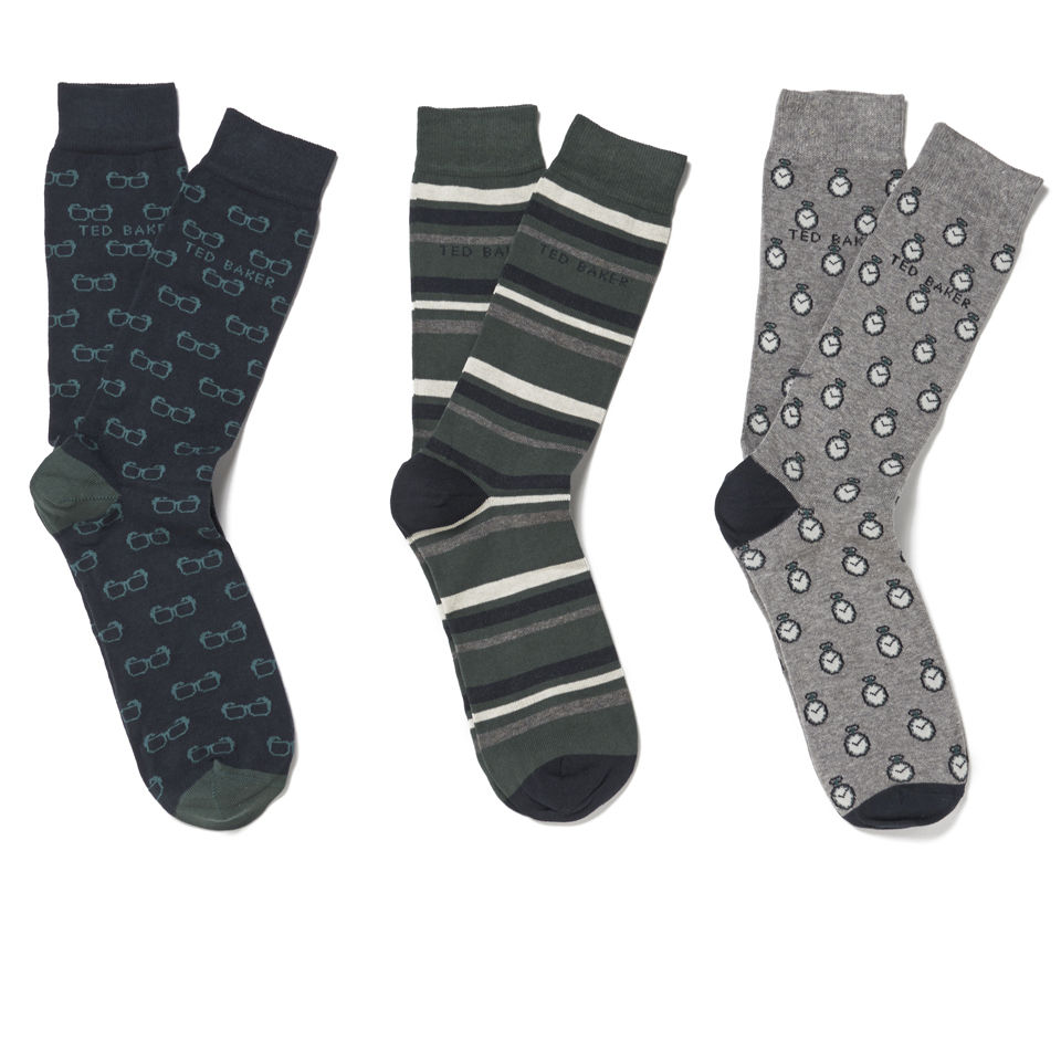 Ted Baker Men's Novelty 3 Pack Socks - Teal